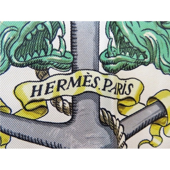 Hermes Scarf in White and Multicolor - Picture 12 of 14